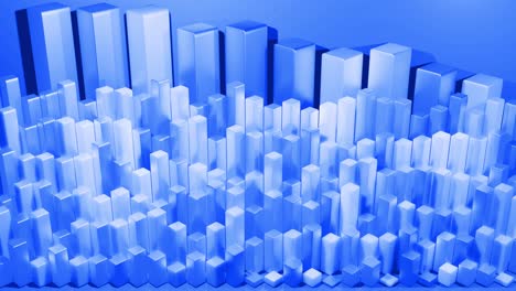 columnas abstractas como fondo de bucle abstracto para programas analíticos y transmisiones de noticias. fondo geométrico 3d como infografías abstractas. visualización de datos estadísticos en azul.