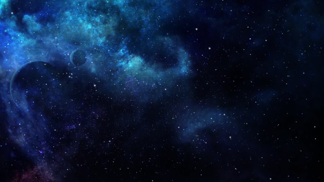 blue nebula clouds moving in the dark universe