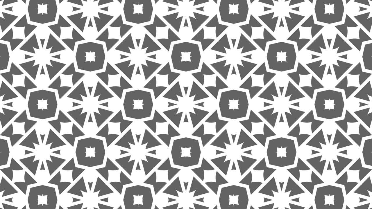 patrón gráfico en blanco y negro con efecto estroboscópico e hipnótico, mientras aumenta en tamaño y luego lo reduce.