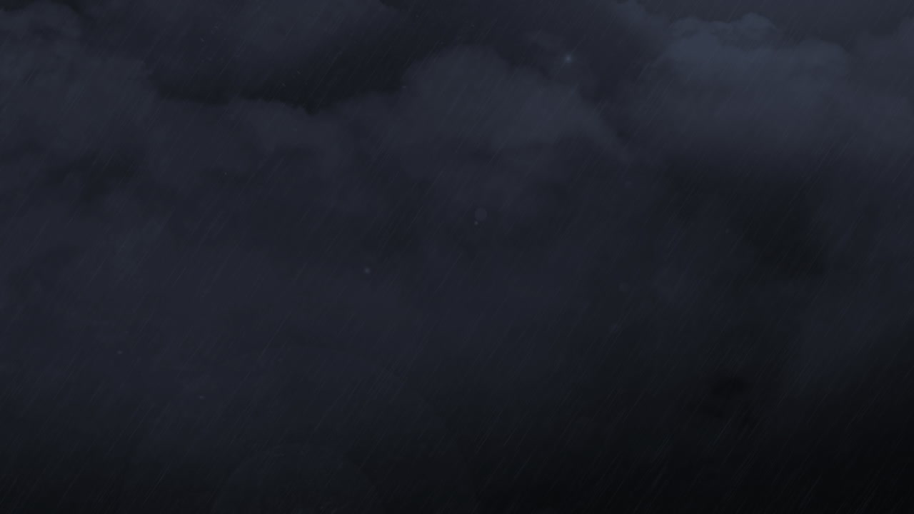 animación de tormenta eléctrica con fuertes lluvias y nubes grises