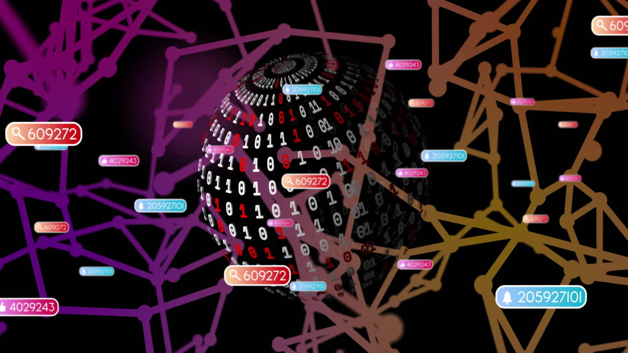 animación de conexiones y procesamiento de datos en todo el mundo