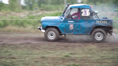 off-road vehicle race in the forest