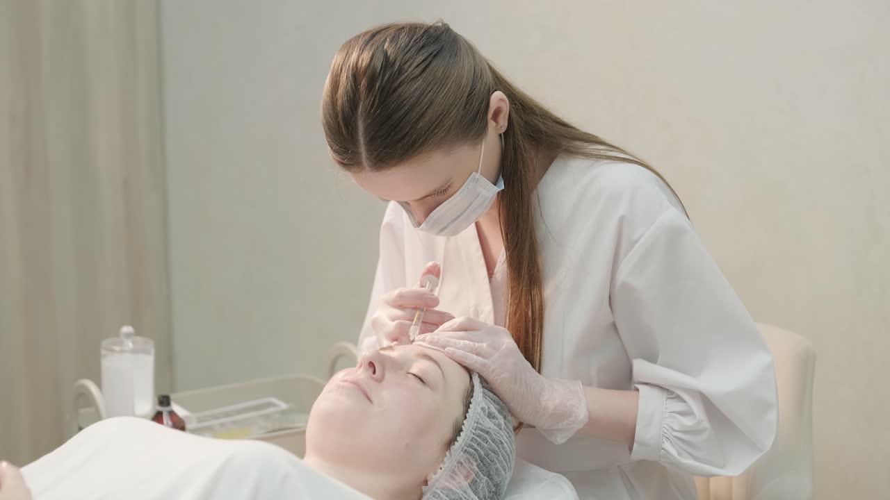 Cosmetologist Performing Facial Injection Procedure