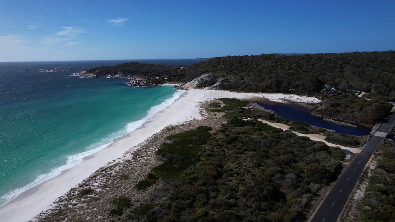 Turquoise Seascape, Taylors Beach In Tasmania, Australia - Aerial Drone Shot