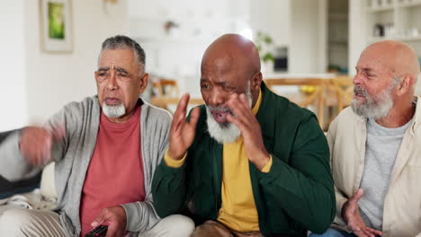 man, friends and upset with sport on tv