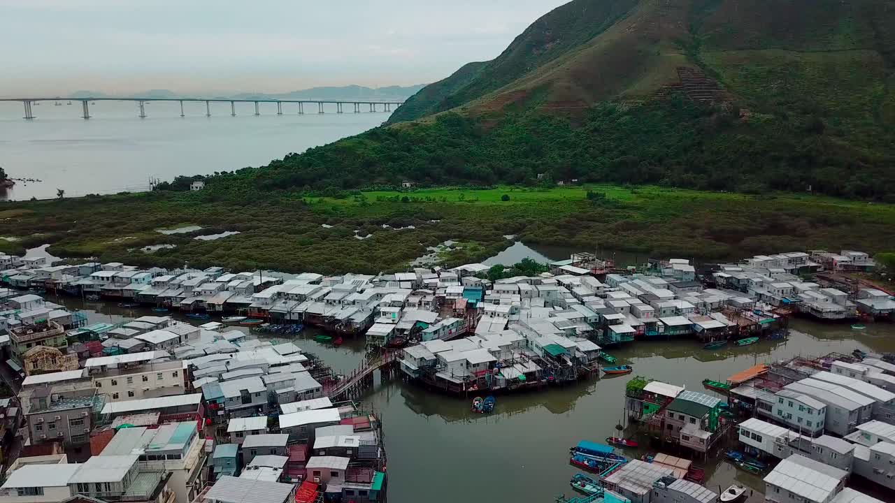 vista aérea del pueblo de tai o en hong kong