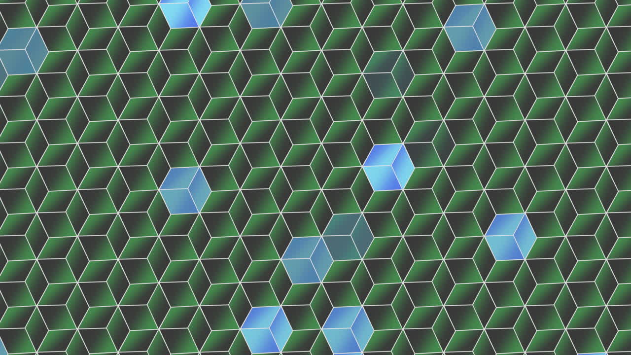 우아함 녹색과 파란색 큐브 패턴