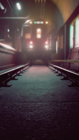 train approaching in a subway tunnel