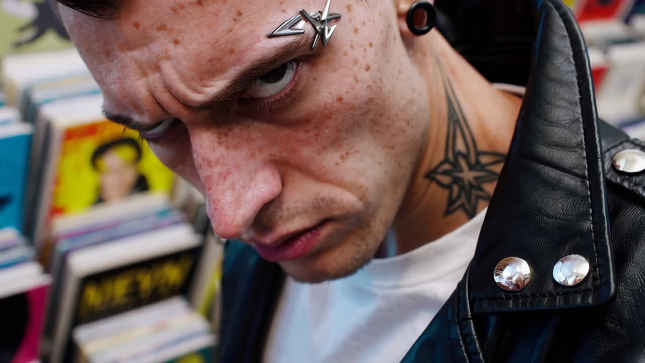 Close-up of a punk-style man