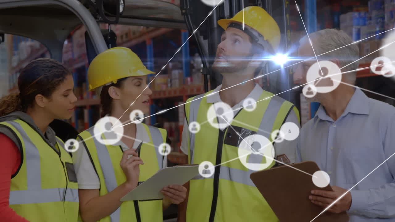 анимация сети связей по кавказской группе складских рабочих