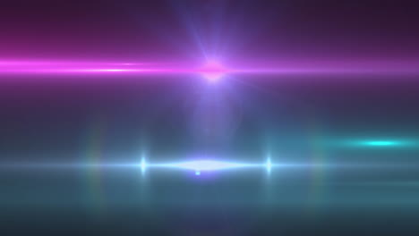 animación de un foco rosa con destello de la lente y haces de luz que se mueven sobre un fondo oscuro