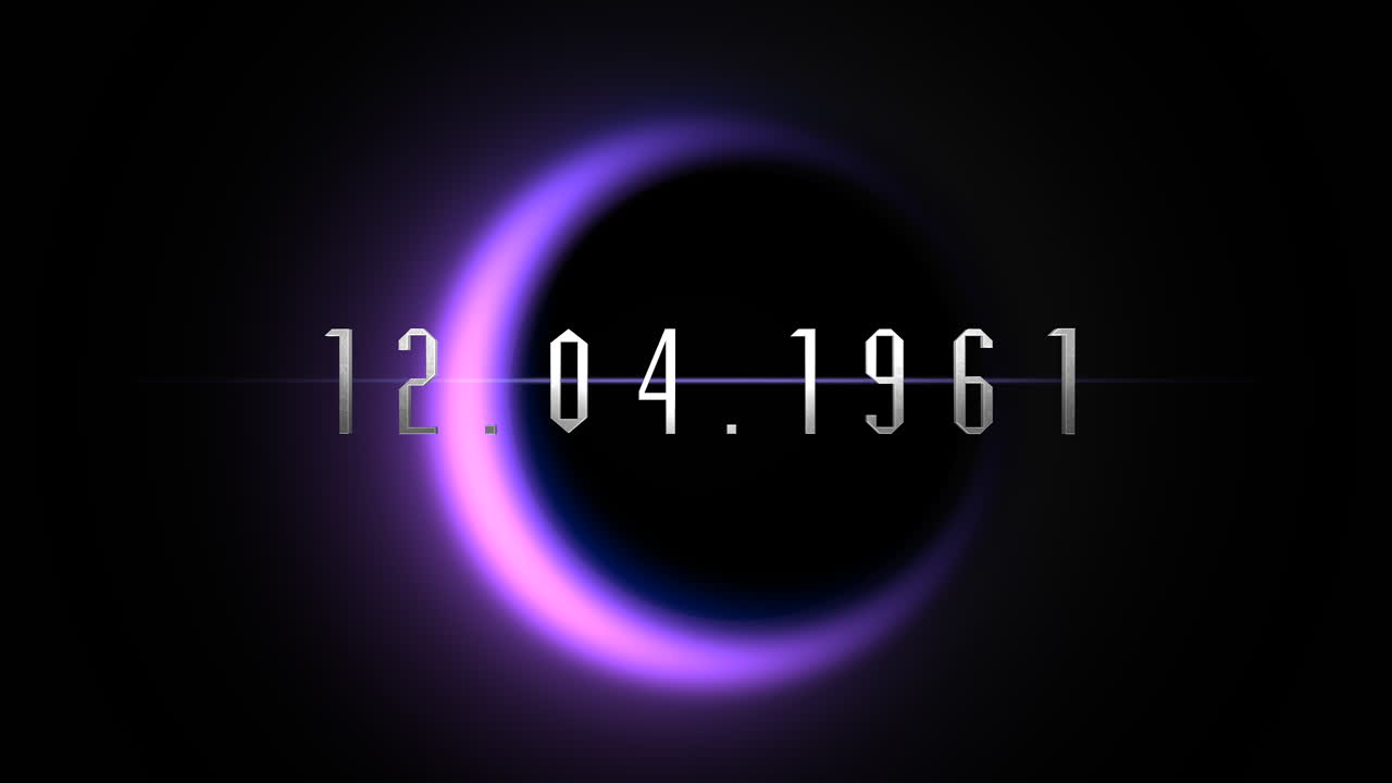 12.04.1961 с фиолетовым светом черной планеты в галактике