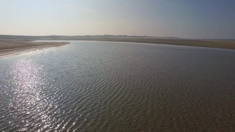 Aerial:-The-touristic-beach-of-Vrouwenpolder,-the-Netherlands