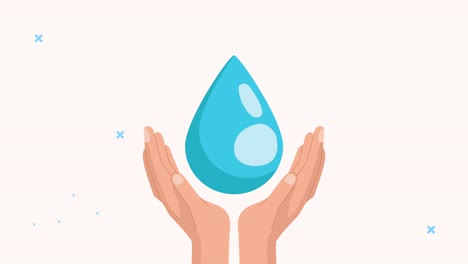 hands protecting water drop animation