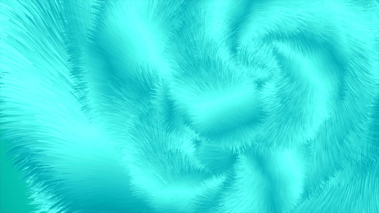 Bright turquoise abstract fluffy fur effect video animation