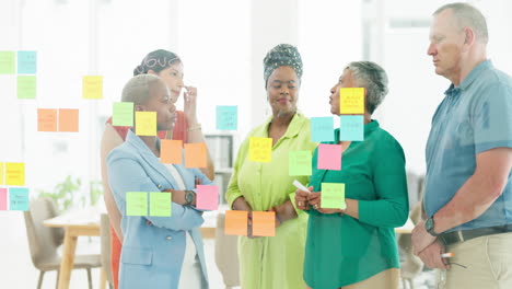 Sticky-notes,-teamwork-and-business-people-working
