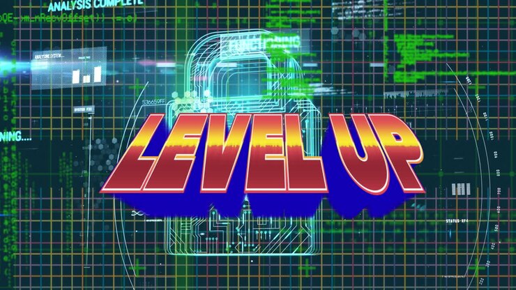 Start text and futuristic background