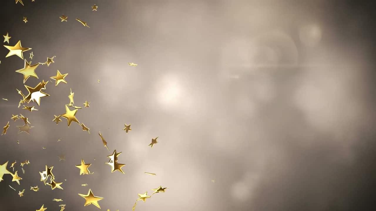 animazione di stelle che galleggiano su macchie luminose e nuvole su sfondo nero