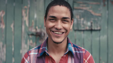 Slow-Motion-Portrait-of-mixed-race-man-smiling