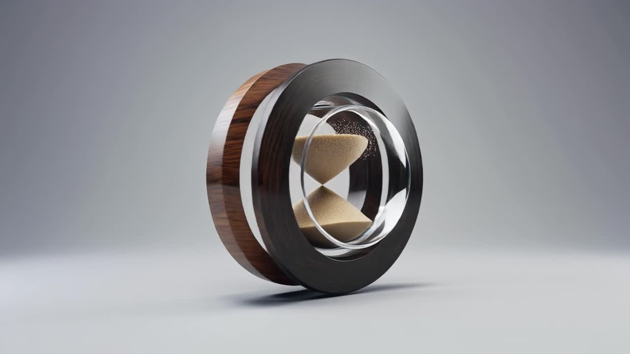 Clessidra elegante in legno e cromo con sabbia che scorre