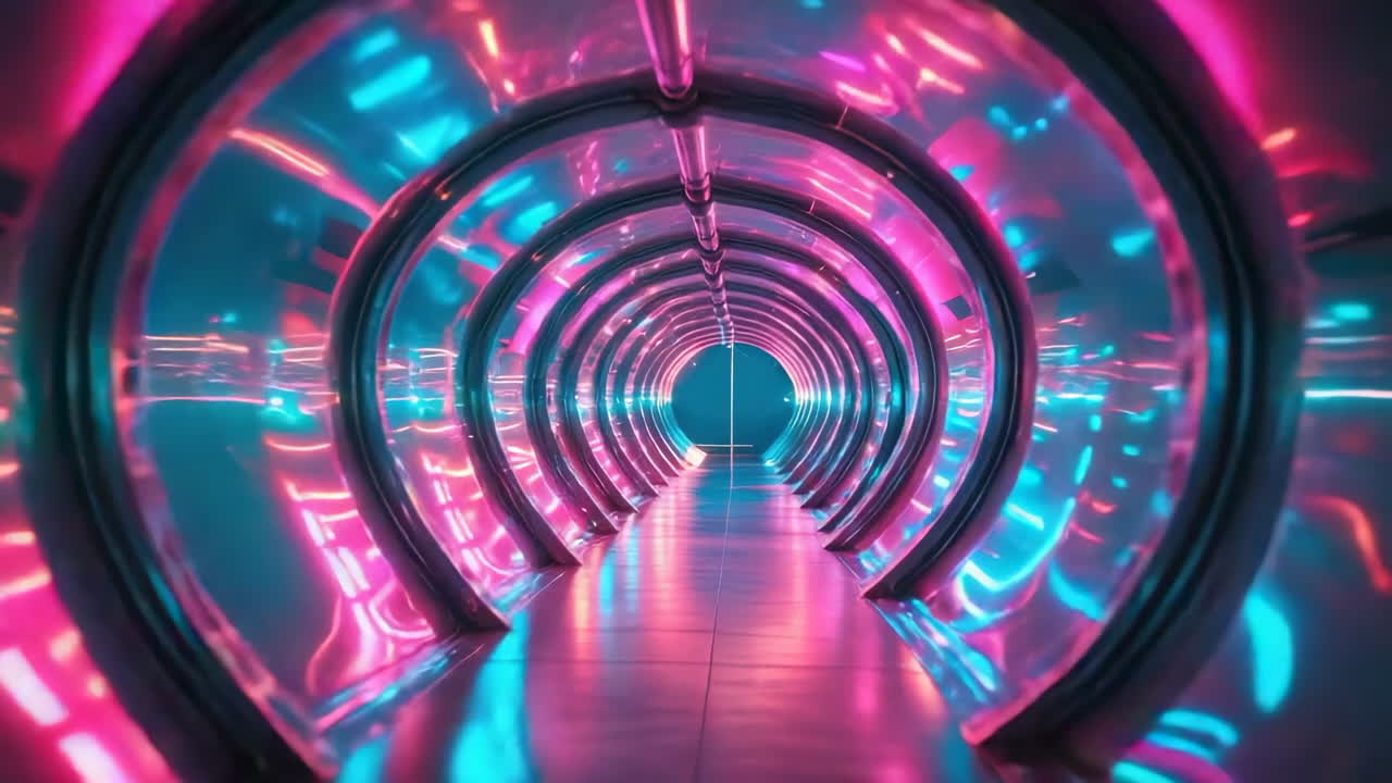 Vibrant Neon Cyberpunk Tunnel