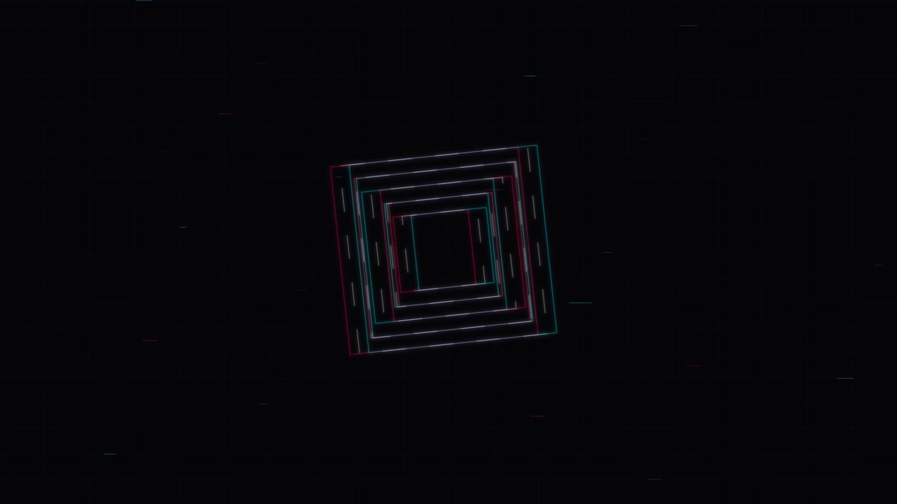Abstract Rotating Geometric Square Animation with Glitch Effects