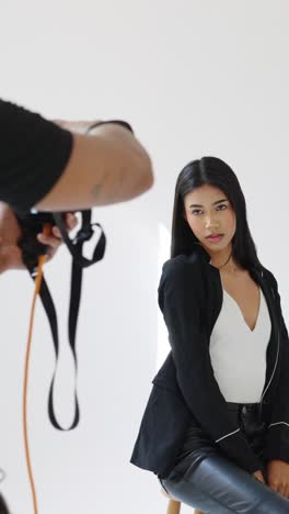 fashion shoot with a model in a studio