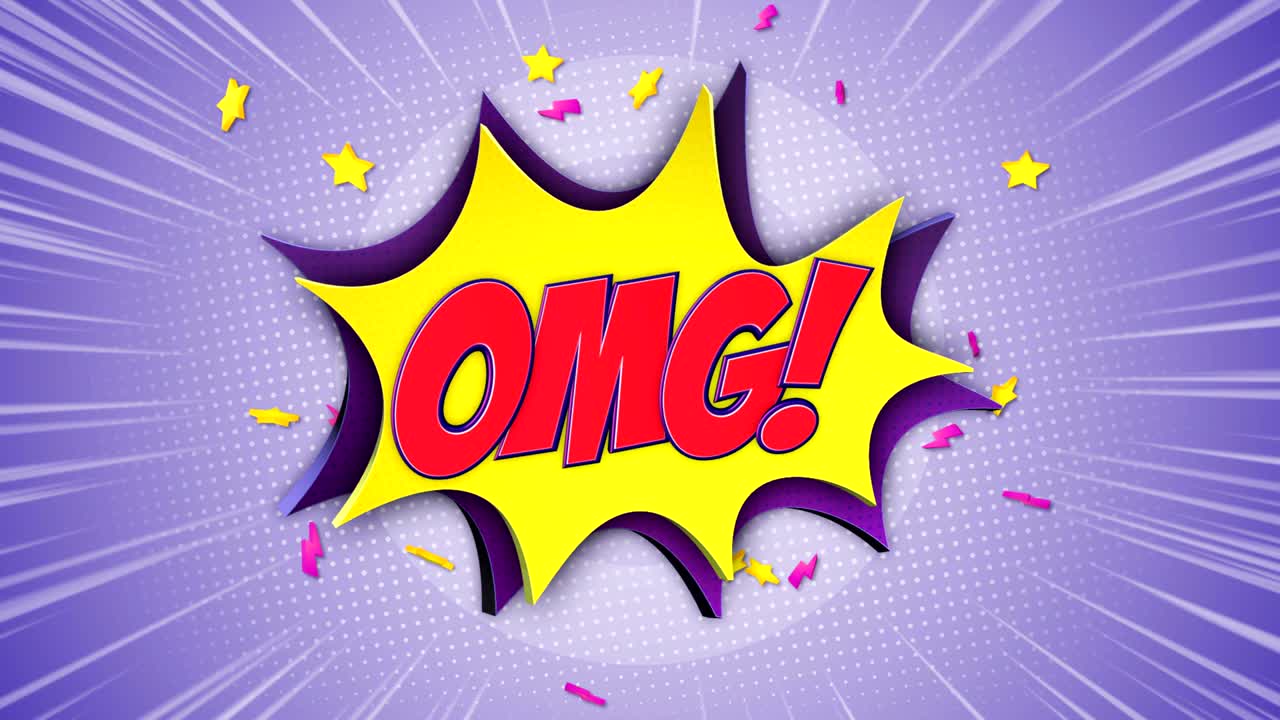 omg 만화 텍스트 및 음성 풍선 애니메이션, 알파 매트, 루프