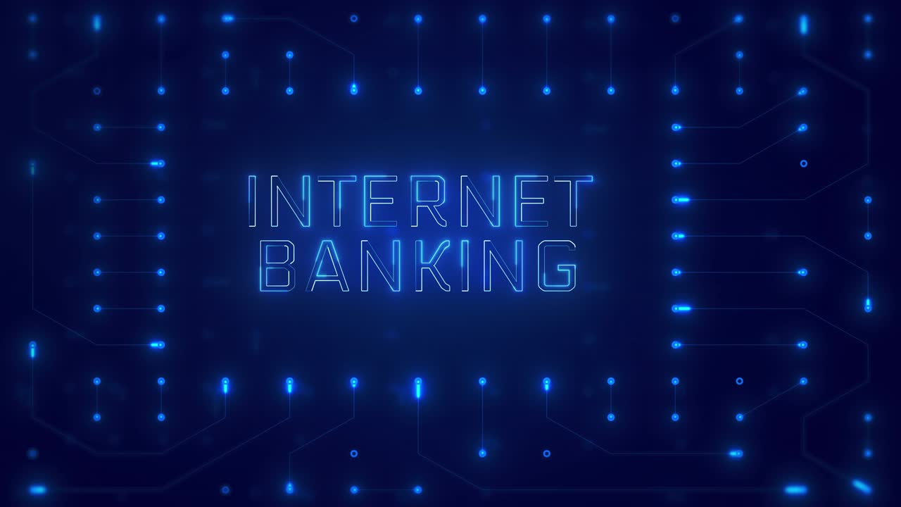 Internet Banking Text on Digital Circuit Board Background