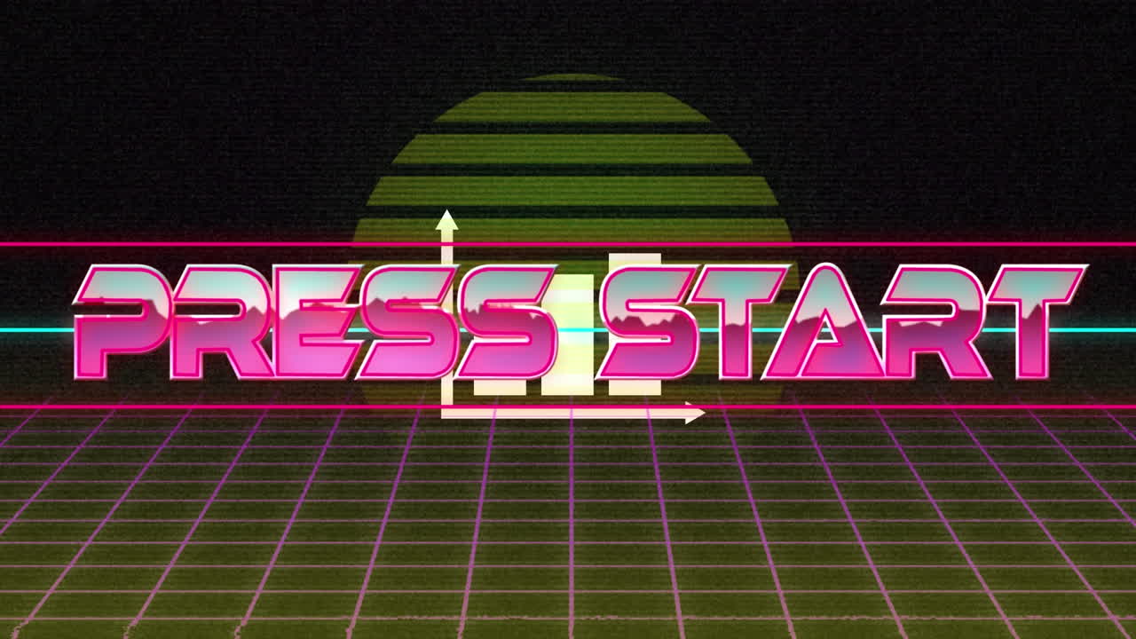 디지털 추상 공간에서 프레스 시작과 그래프의 애니메이션