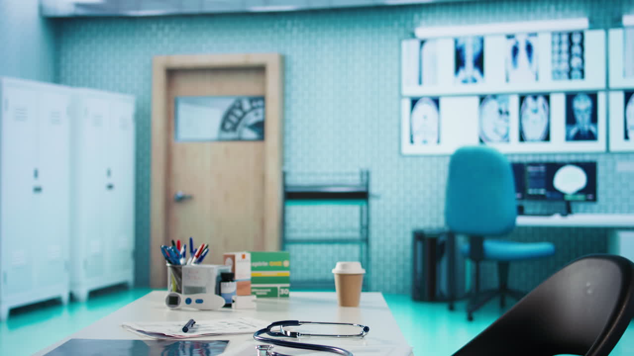 Doctor's office examination room with medical equipment