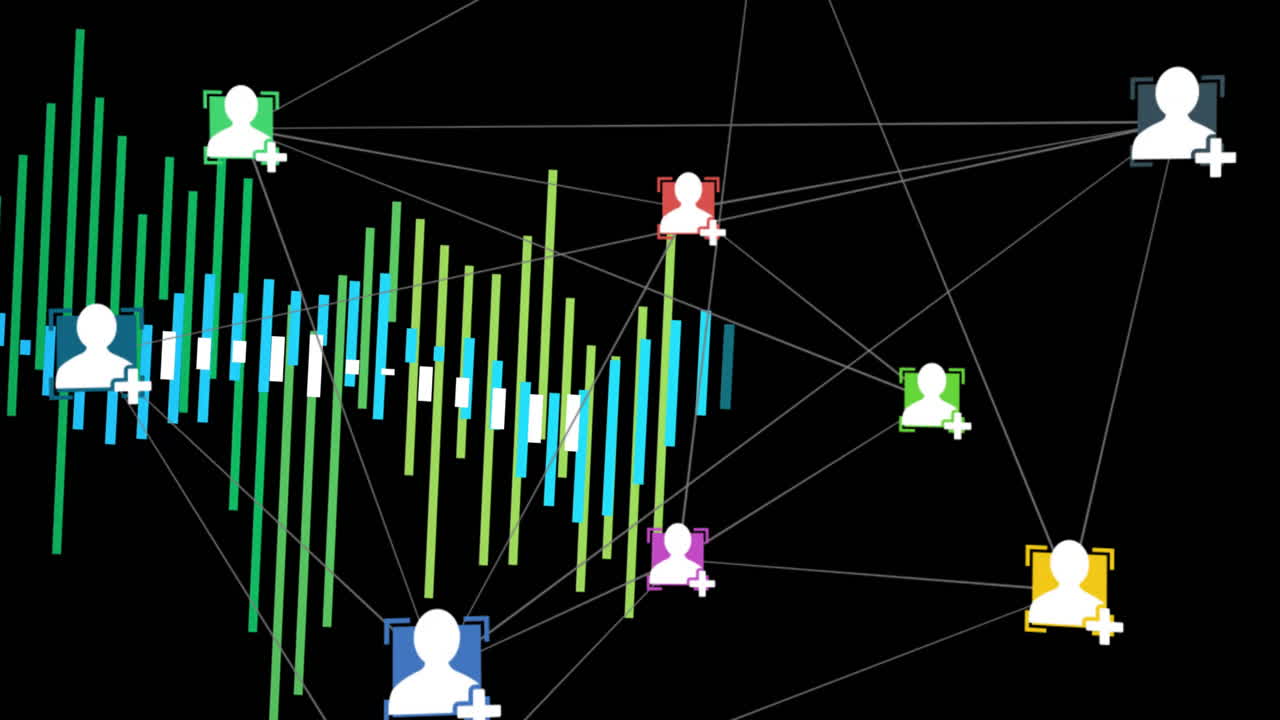 연결 네트워크를 통해 디지털 데이터 처리의 애니메이션