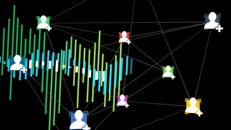 animation of digital data processing over network of connections