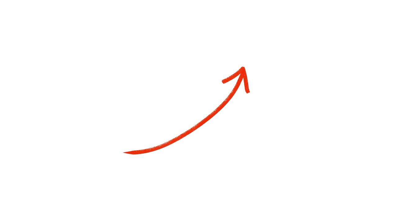 Hand Drawn Red Arrow Pointing Upward on White Background