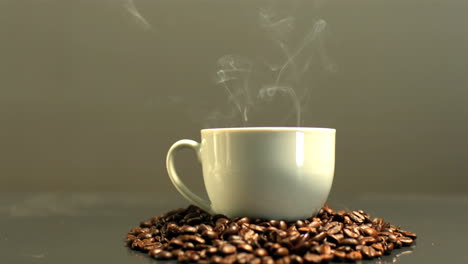 steam rising from cup of coffee