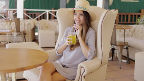 Stylish-elegant-woman-having-drink