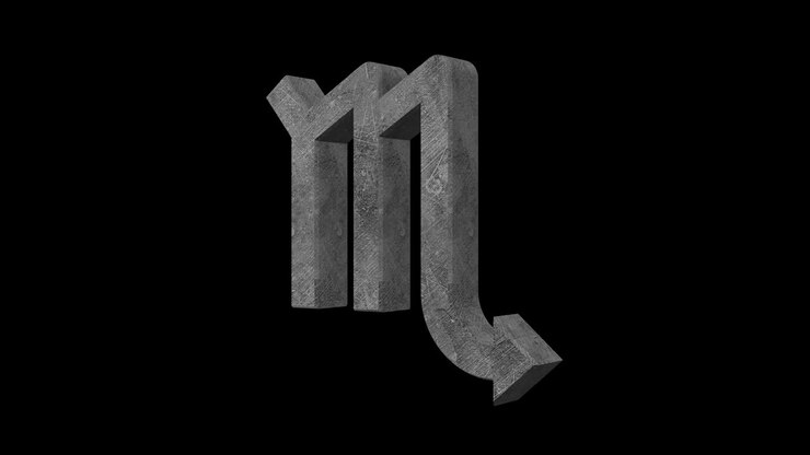 Segno zodiacale Scorpione. Ferro metallico. Canale alfa.