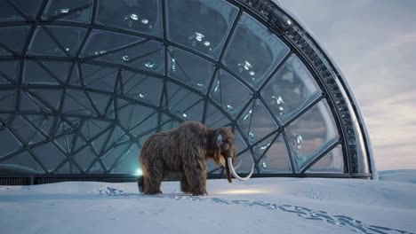 mammoth in a futuristic dome