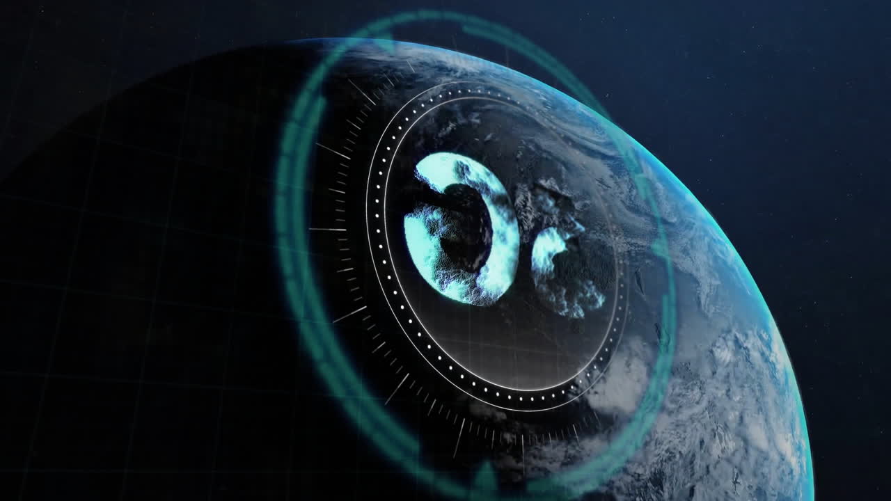 Animation of globe and 5g symbol over black background