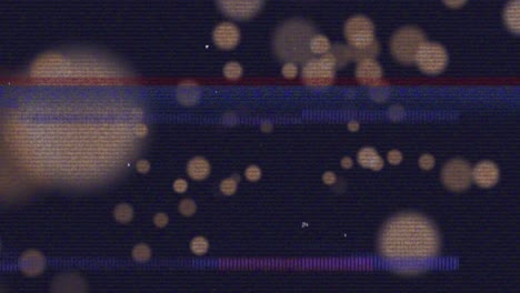 Animation-of-glitch-interference-over-glowing-spots-on-black-background