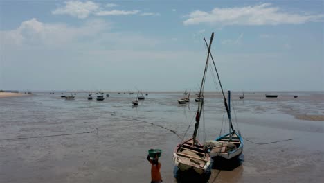 Mozambique-artisanal-fishing-boats-,beach-drone-4k-footage