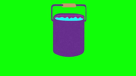 cubo de agua dibujado a mano pantalla verde. animación de bucle flotante
