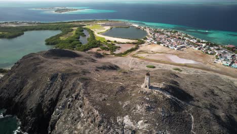 gran roque lighthouse with surrounding coastal landscape, aerial view