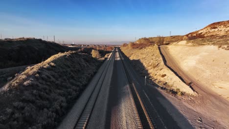 awesome shot at railway in bluffdale utah, crane movement