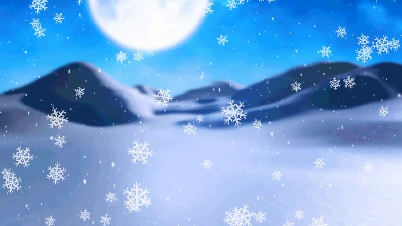 ⁇ 은 별 위에 내리는 눈의 애니메이션 검은 바탕에 크리스마스 장식