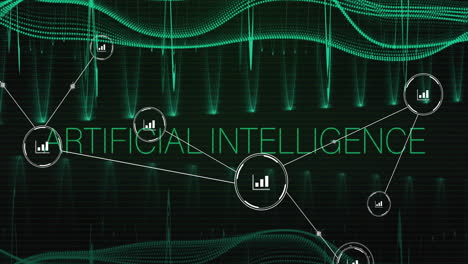 animación de la red de conexiones con iconos sobre los datos