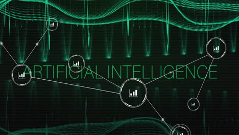 animation of network of connections with icons over ai data