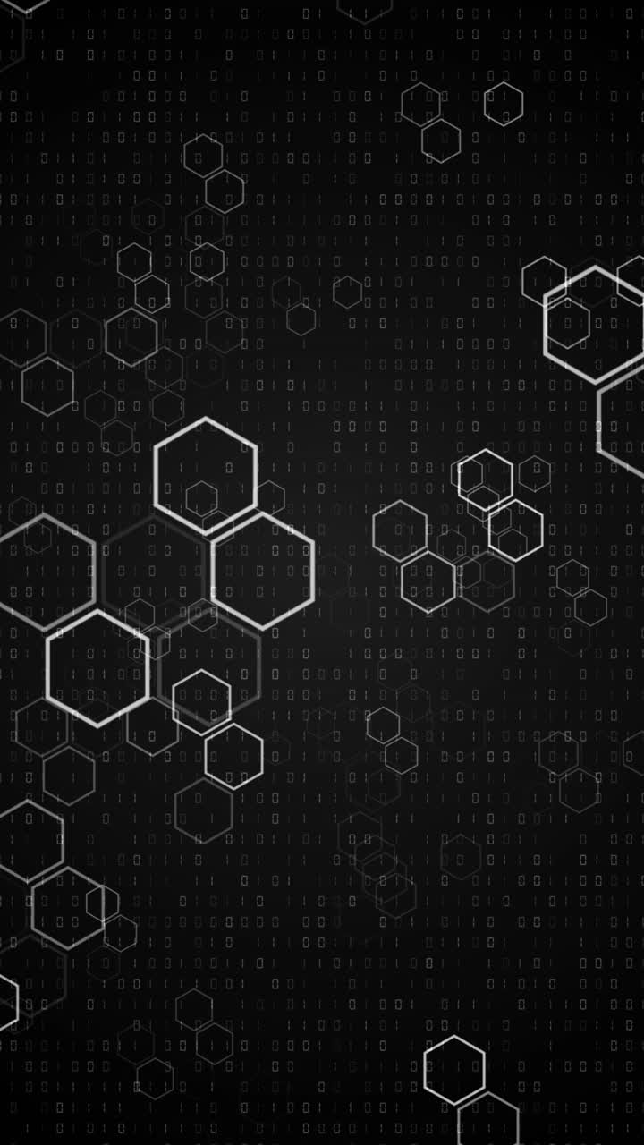 Futuristic surface animated hexagon pattern digital particles blue glowing dots big data cyberspace