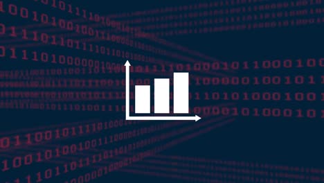 Animation-Von-Diagrammen,-Binärer-Codierung-Und-Datenverarbeitung-Auf-Dunklem-Hintergrund