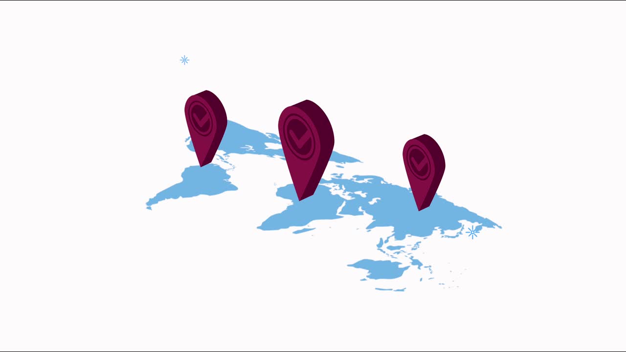 mapa del mundo con ubicaciones de pines